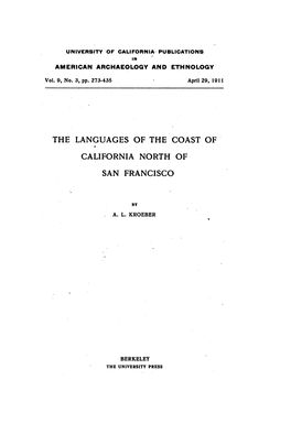 The Languages of the Coast of California North of San Francisco