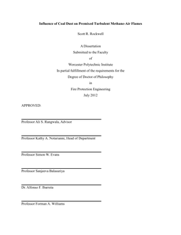 Influence of Coal Dust on Premixed Turbulent Methane-Air Flames Scott