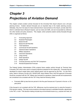 Chapter 3 – Projections of Aviation Demand