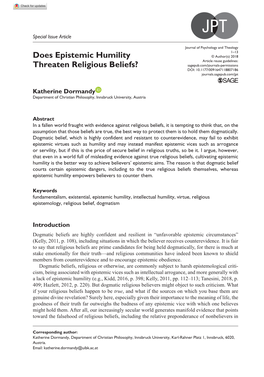 Does Epistemic Humility Threaten Religious Beliefs?