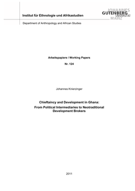 Chieftaincy and Development in Ghana: from Political Intermediaries to Neotraditional Development Brokers