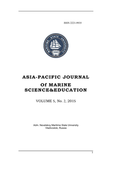 ASIA-PACIFIC JOURNAL of MARINE SCIENCE&EDUCATION