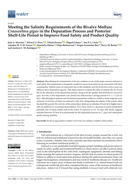 Meeting the Salinity Requirements of the Bivalve Mollusc Crassostrea