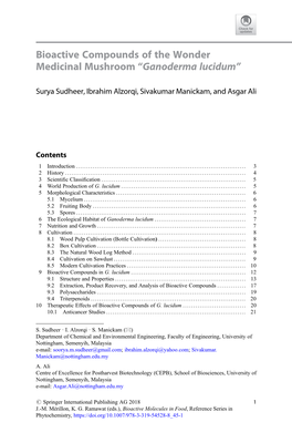 Bioactive Compounds of the Wonder Medicinal Mushroom “Ganoderma Lucidum”