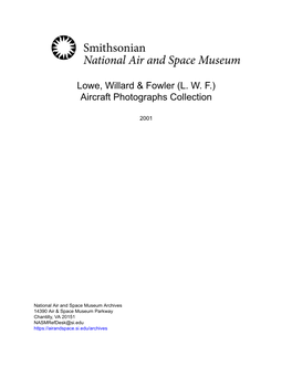 Lowe, Willard & Fowler (L. W. F.) Aircraft Photographs Collection