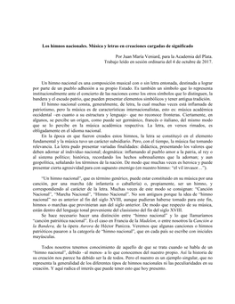 Los Himnos Nacionales. Música Y Letras En Creaciones Cargadas De Significado