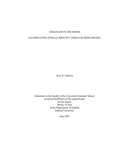 ILLUMINATING FEMALE IDENTITY THROUGH IRISH DRAMA Amy R