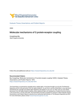 Molecular Mechanisms of G Protein-Receptor Coupling