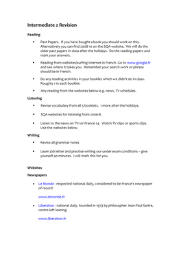 Intermediate 2 Revision