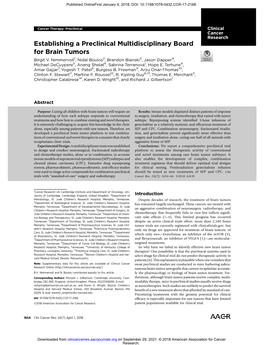 Establishing a Preclinical Multidisciplinary Board for Brain Tumors Birgit V