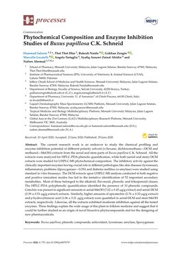 Phytochemical Composition and Enzyme Inhibition Studies of Buxus Papillosa CK Schneid