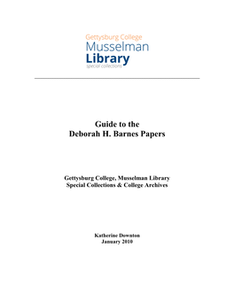 Guide to the Deborah H. Barnes Papers