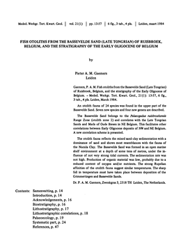 Belgium, and the Stratigraphy of the Early Oligocene of Belgium