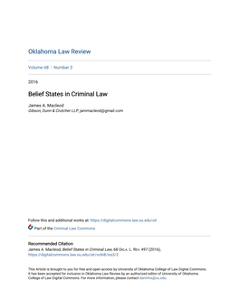 Belief States in Criminal Law