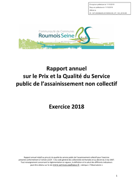 Rapport Annuel Sur Le Prix Et La Qualité Du Service Public De L’Assainissement Non Collectif