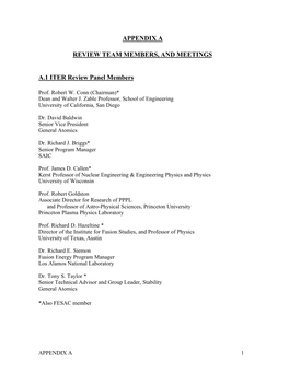 ITER Review Panel Members