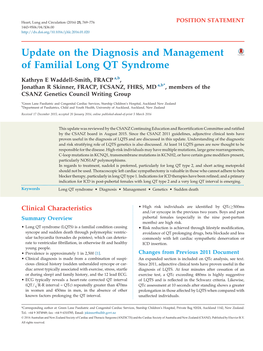 Update on the Diagnosis and Management of Familial Long QT Syndrome