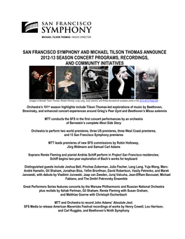 San Francisco Symphony and Michael Tilson Thomas Announce 2012-13 Season Concert Programs, Recordings, and Community Initiatives