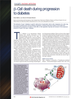 Cell Death During Progression to Diabetes