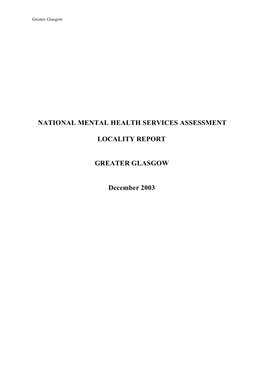 National Mental Health Services Assessment