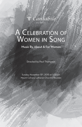 A Celebration of Women in Song Music By, About & for Women