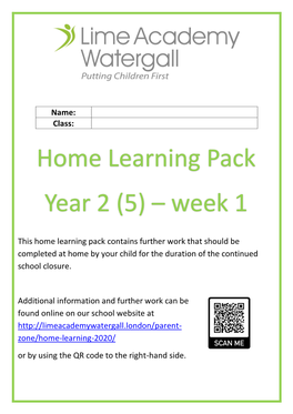 Home Learning Pack Year 2 (5) – Week 1