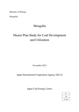 Mongolia Master Plan Study for Coal Development and Utilization