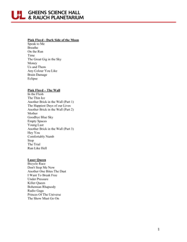 Pink Floyd - Dark Side of the Moon Speak to Me Breathe on the Run Time the Great Gig in the Sky Money Us and Them Any Colour You Like Brain Damage Eclipse