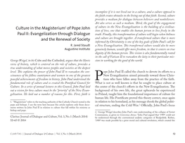 Culture in the Magisterium of Pope John Paul II