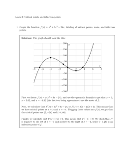 Critical Points and Inflection Points 1. Graph the Function F(X) = X 3 +