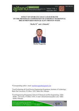 Effect of Soybean/Cassava Flour Blend on the Proximate Composition of Ethiopian Traditional Bread Prepared from Quality Protein Maize