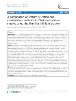 A Comparison of Feature Selection and Classification Methods in DNA