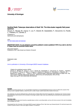 Sardinia Radio Telescope Observations of Abell 194