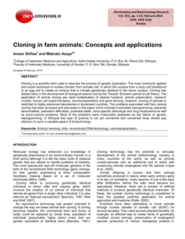 Cloning in Farm Animals: Concepts and Applications