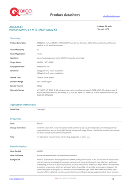 Human MMP14 / MT1-MMP Assay Kit (ARG82633)