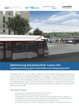 Optimierung Gesamtverkehr Luzern Ost Anpassung Und Erneuerung K17, Bushub Ebikon Und Verlängerung Buslinie 1