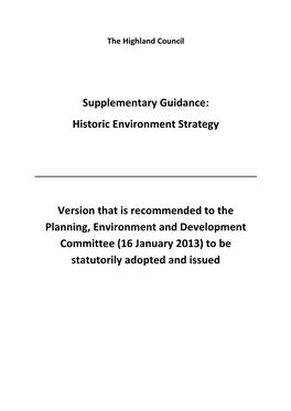 Highland Historic Environment Strategy.Pdf