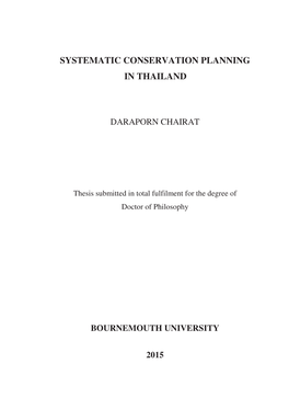 Systematic Conservation Planning in Thailand