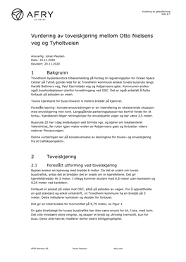 Vurdering Av Toveiskjøring Mellom Otto Nielsens Veg Og Tyholtveien