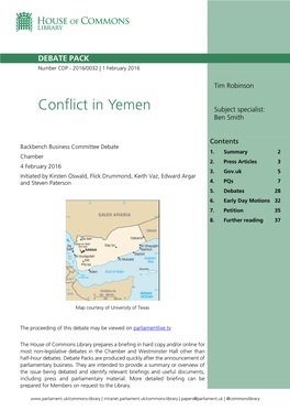 Conflict in Yemen Subject Specialist: Ben Smith