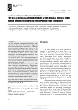 The Three-Dimensional Architecture of the Internal Capsule of the Human Brain Demonstrated by Fiber Dissection Technique