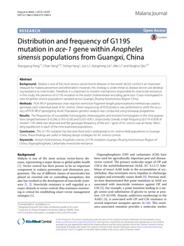 Distribution and Frequency of G119S Mutation in Ace-1 Gene Within Anopheles Sinensis Populations from Guangxi, China