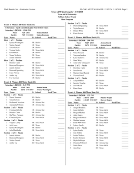 Contractor License Hy-Tek's MEET MANAGER 12:05 PM 1/18/2018 Page 1 Texas A&M Quadrangular - 1/20/2018 Texas A&M University Gilliam Indoor Track Meet Program