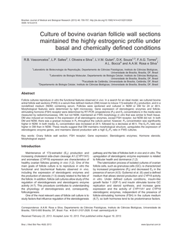 Culture of Bovine Ovarian Follicle Wall Sections Maintained the Highly Estrogenic Profile Under Basal and Chemically Defined Conditions