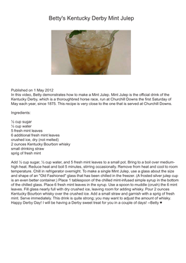 Betty's Kentucky Derby Mint Julep