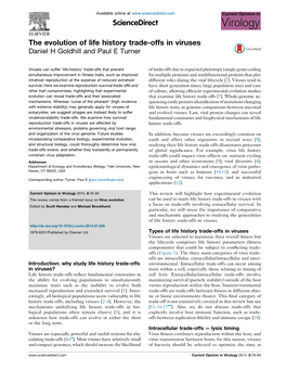 The Evolution of Life History Trade-Offs in Viruses