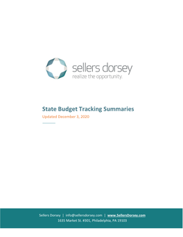 State Budget Tracking Summaries Updated December 3, 2020