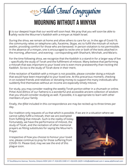 Mourning Without a Minyan