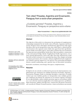 Posadas, Argentina and Encarnación, Paraguay in Socio-Urban Perspective]