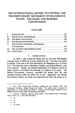 The International Effort to Control the Transboundary Movement of Hazardous Waste: the Basel and Bamako Conventions